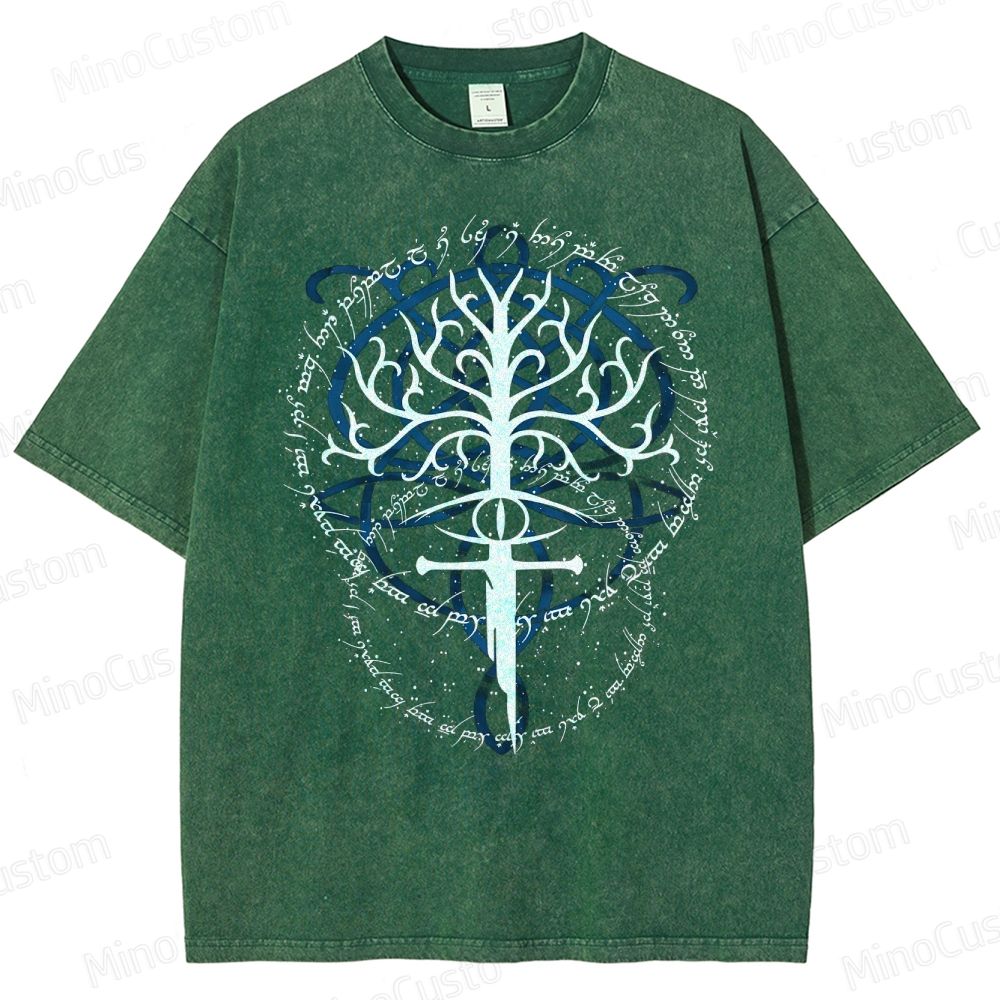 Gondor White Tree & Elvish Sword Washed T-Shirt 