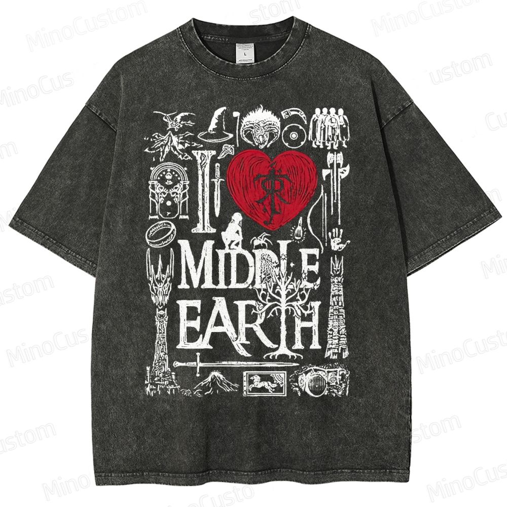 I Love Middle Earth Washed T-Shirt