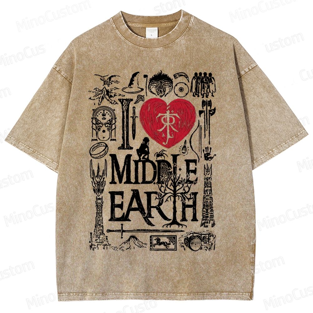 I Love Middle Earth Washed T-Shirt