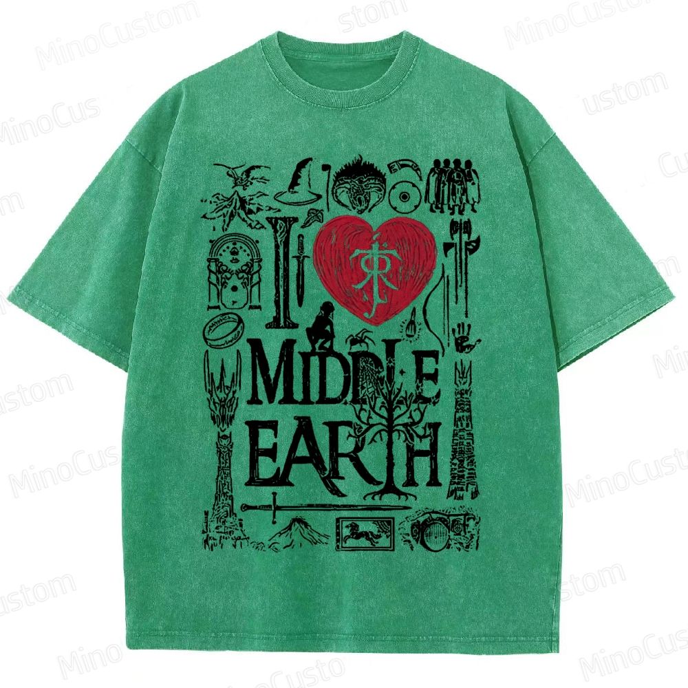 I Love Middle Earth Washed T-Shirt