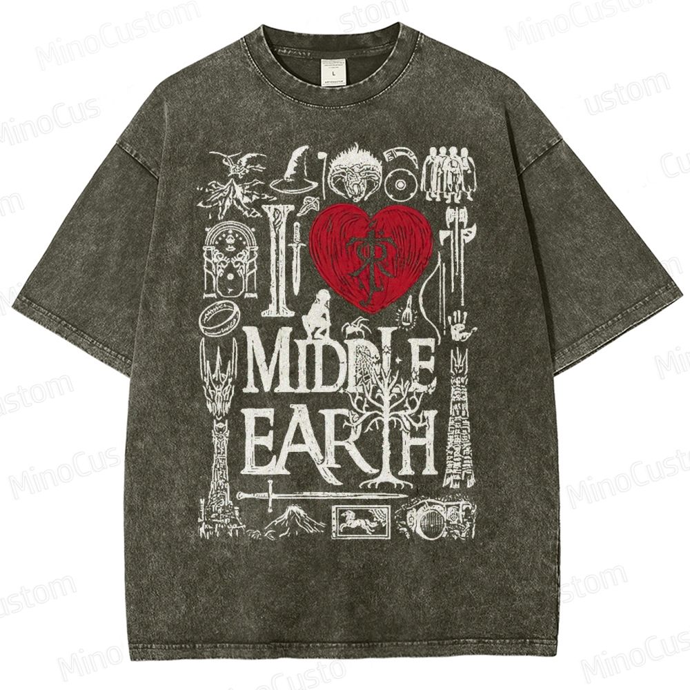 I Love Middle Earth Washed T-Shirt