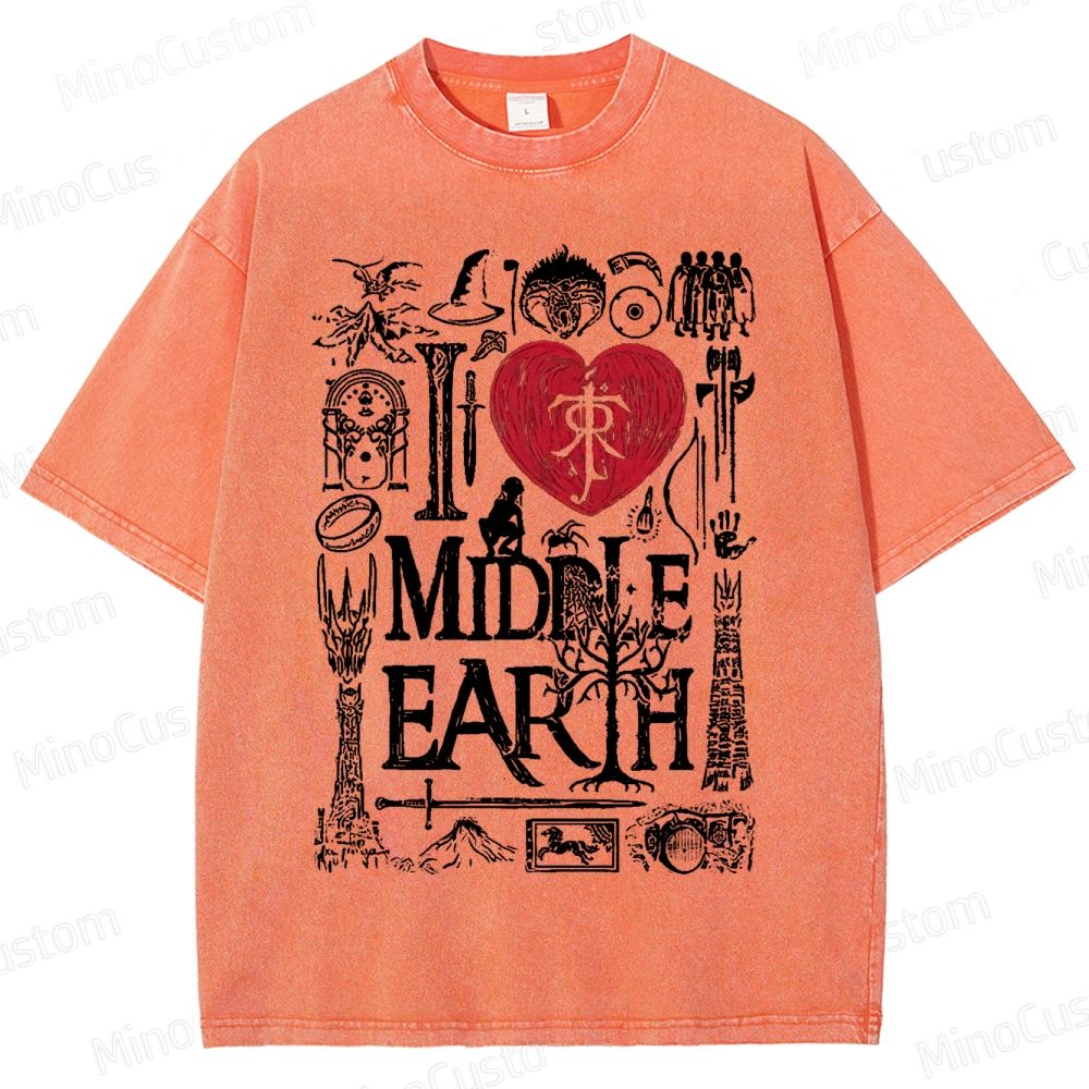 I Love Middle Earth Washed T-Shirt