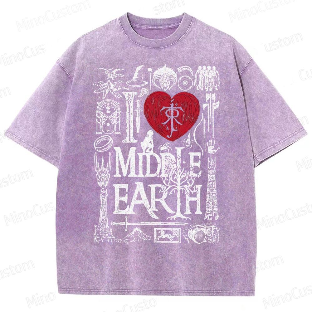 I Love Middle Earth Washed T-Shirt