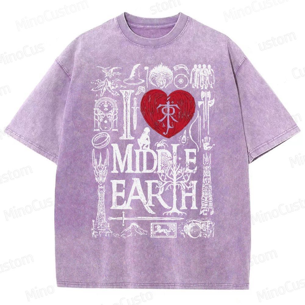 I Love Middle Earth Washed T-Shirt