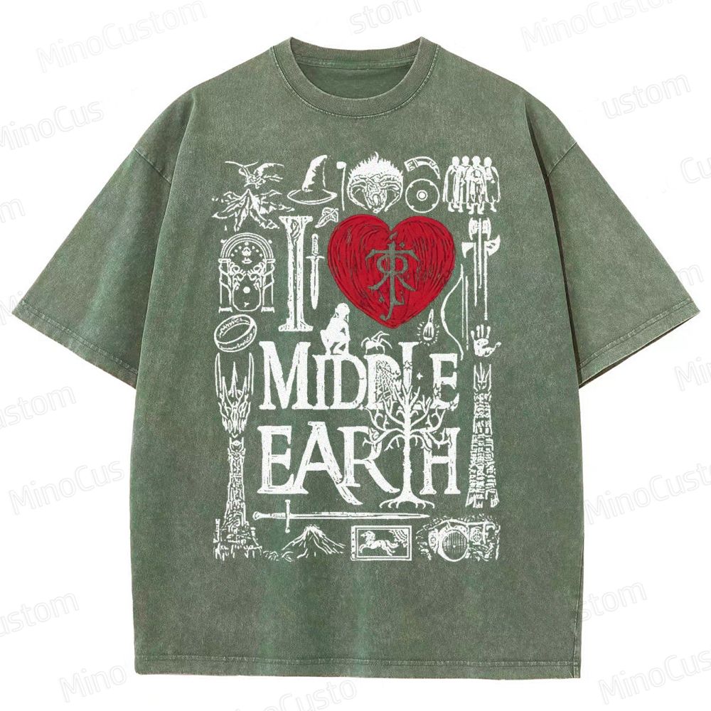 I Love Middle Earth Washed T-Shirt