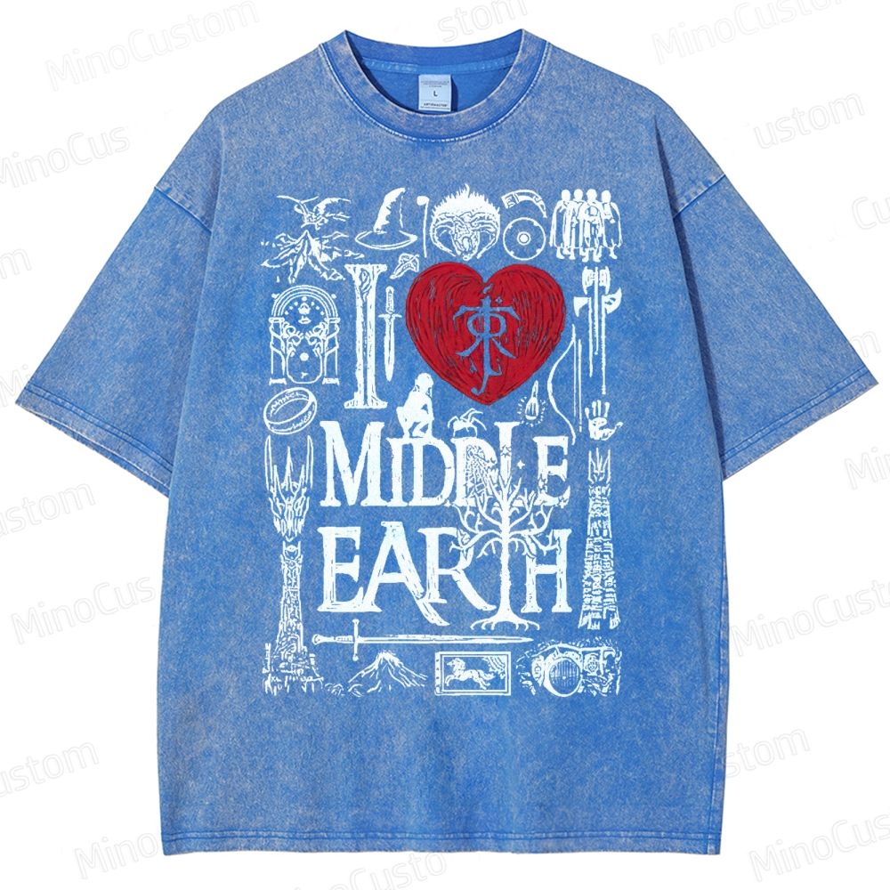 I Love Middle Earth Washed T-Shirt