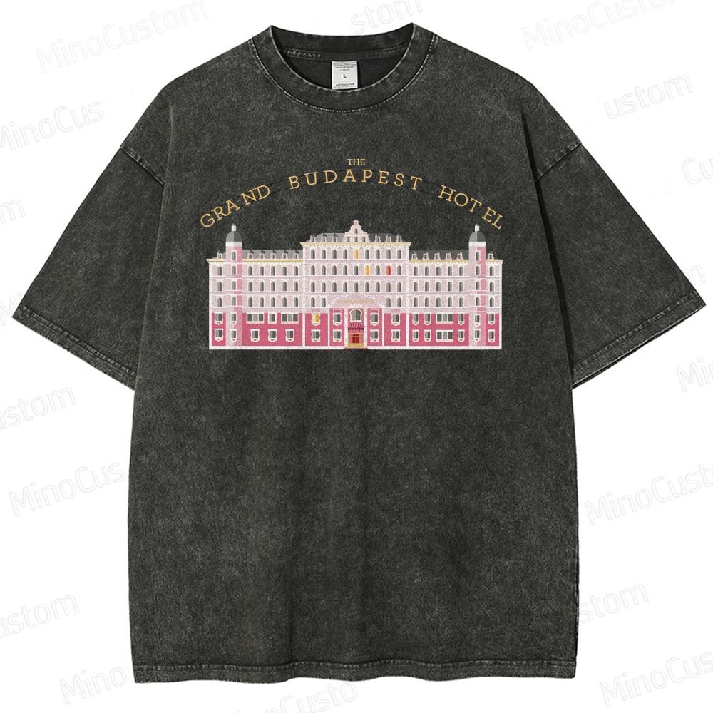 Vintage Washed The Grand Budapest Hotel Graphic Comedy - Drama T - shirt