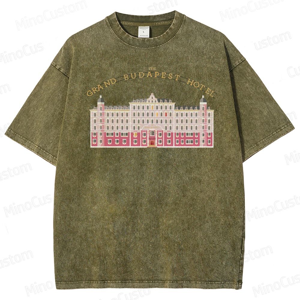 Vintage Washed The Grand Budapest Hotel Graphic Comedy - Drama T - shirt