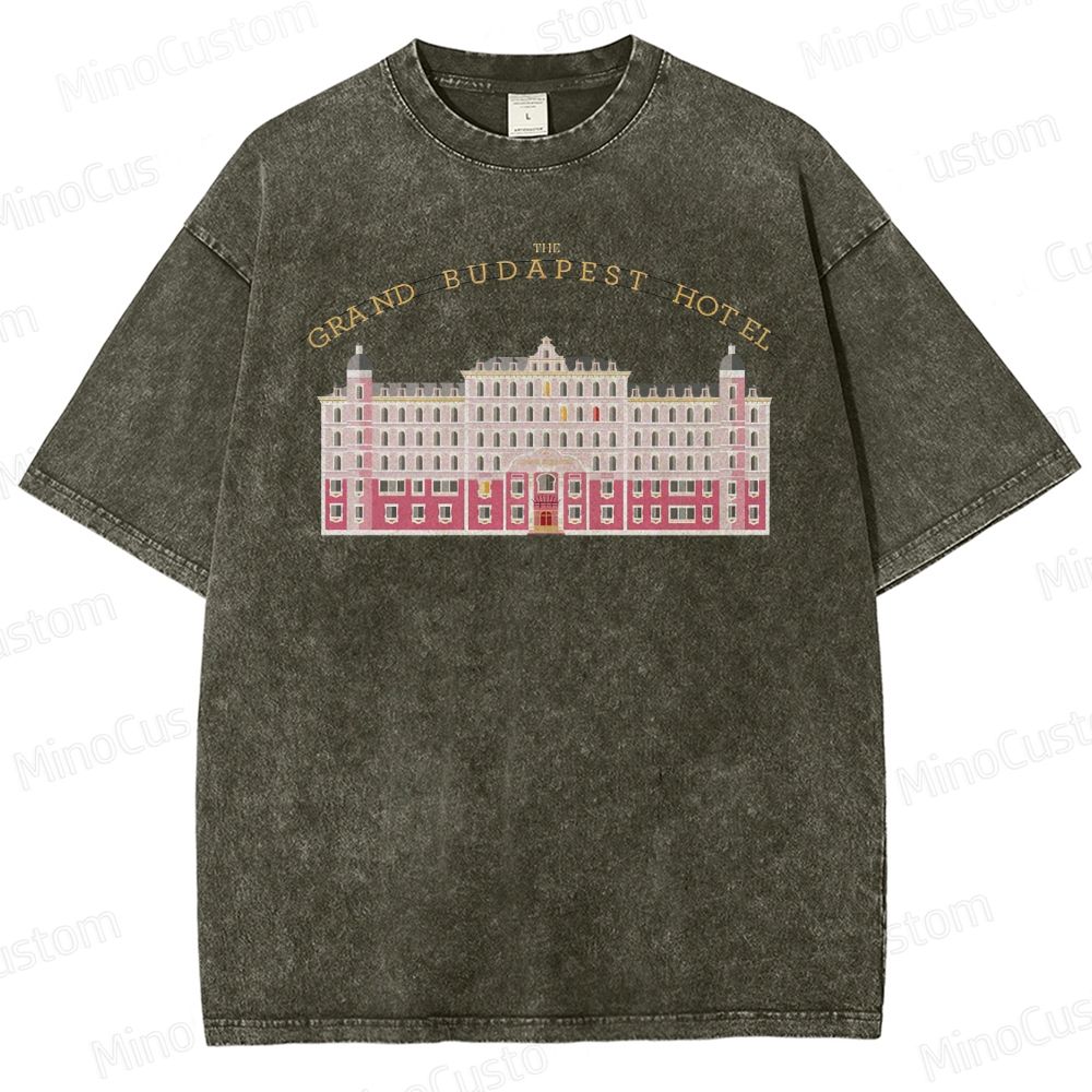 Vintage Washed The Grand Budapest Hotel Graphic Comedy - Drama T - shirt