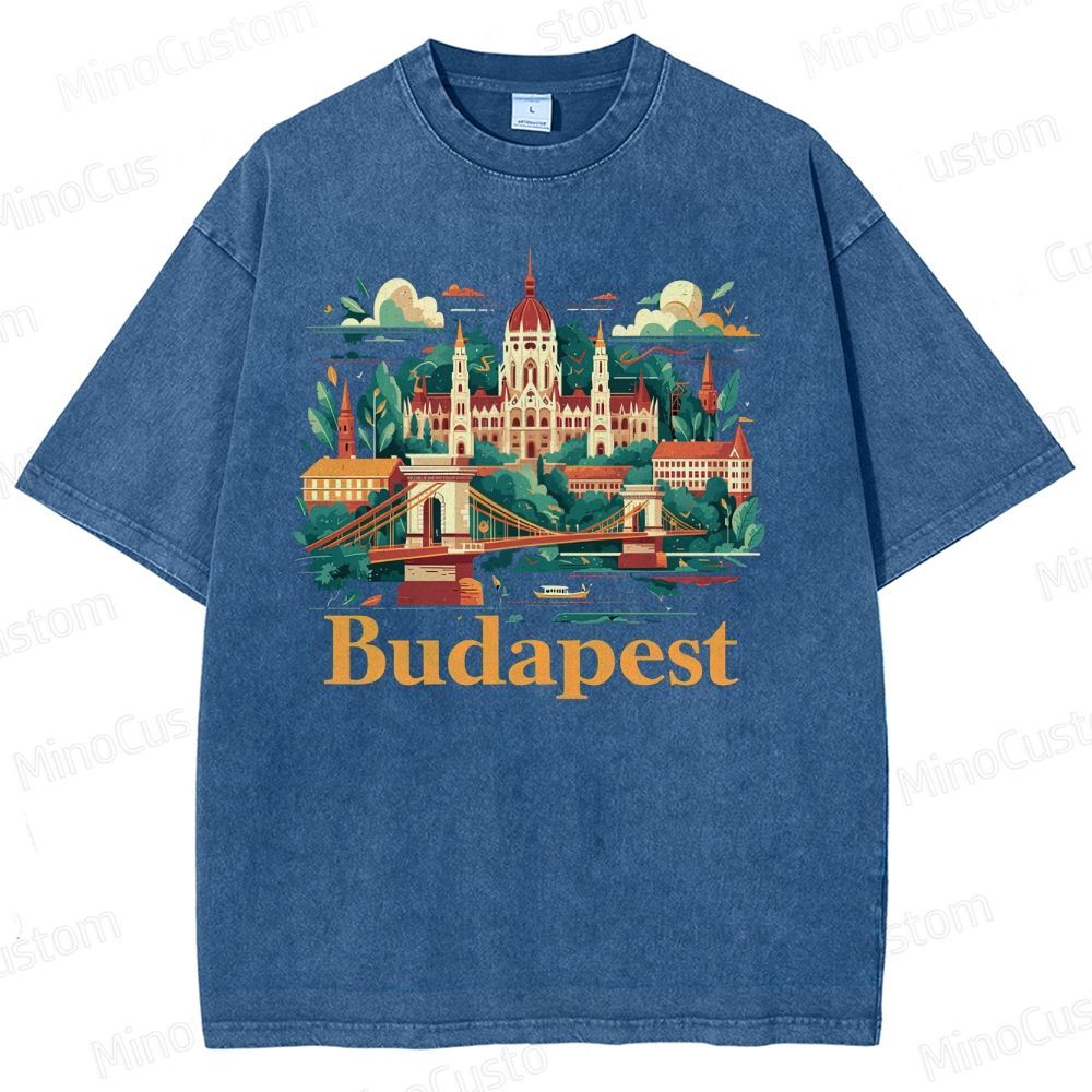 Vintage Washed The Grand Budapest Hotel - Inspired Budapest Graphic T - shirt