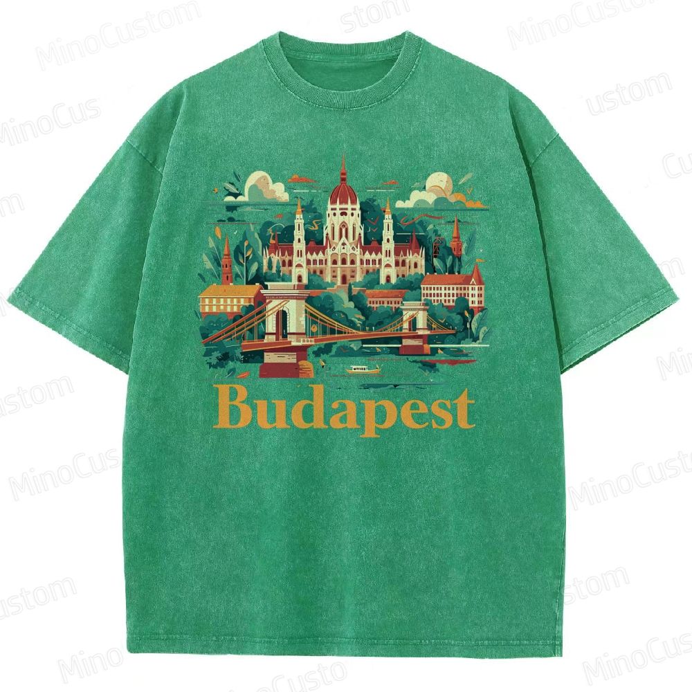Vintage Washed The Grand Budapest Hotel - Inspired Budapest Graphic T - shirt