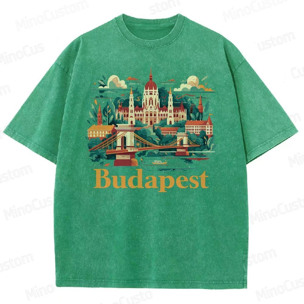 Vintage Washed The Grand Budapest Hotel - Inspired Budapest Graphic T - shirt