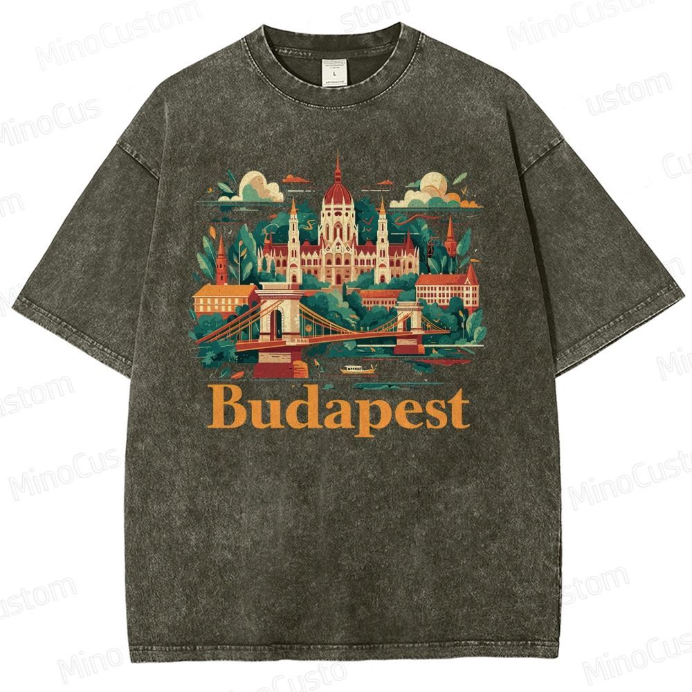 Vintage Washed The Grand Budapest Hotel - Inspired Budapest Graphic T - shirt