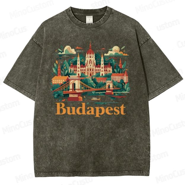 Vintage Washed The Grand Budapest Hotel - Inspired Budapest Graphic T - shirt