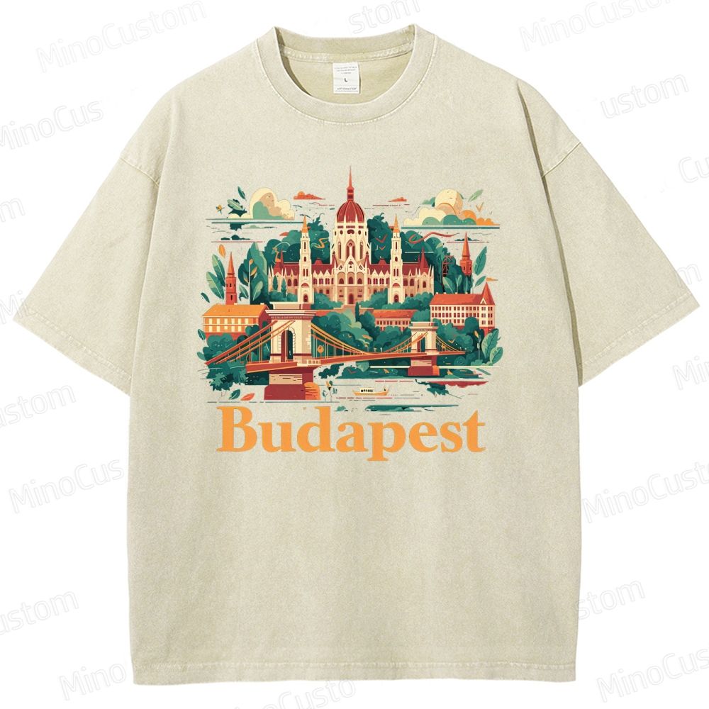 Vintage Washed The Grand Budapest Hotel - Inspired Budapest Graphic T - shirt