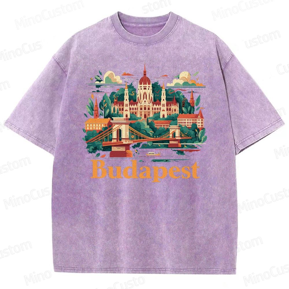 Vintage Washed The Grand Budapest Hotel - Inspired Budapest Graphic T - shirt