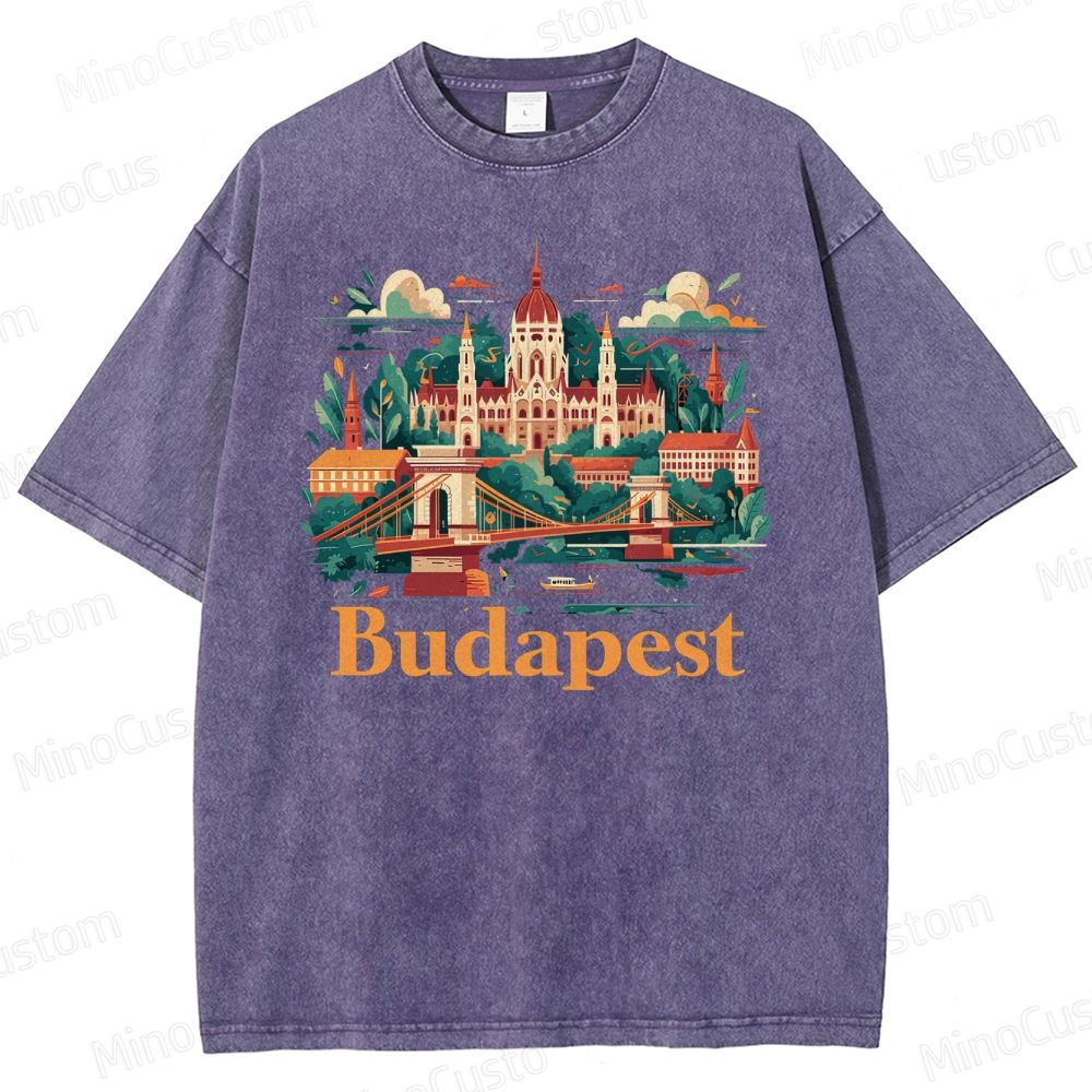Vintage Washed The Grand Budapest Hotel - Inspired Budapest Graphic T - shirt