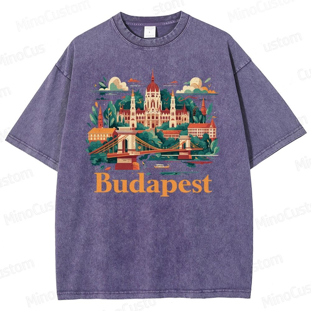 Vintage Washed The Grand Budapest Hotel - Inspired Budapest Graphic T - shirt