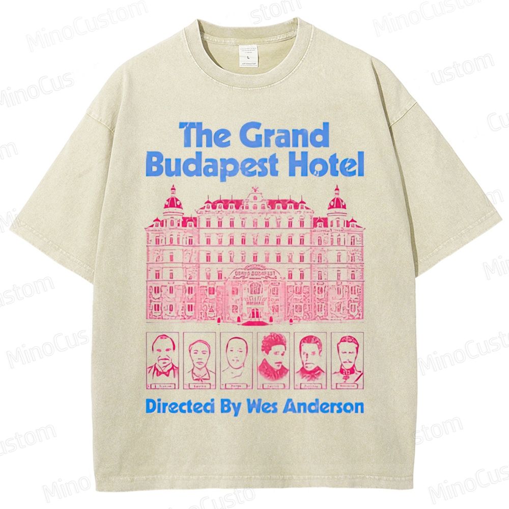 Vintage Washed The Grand Budapest Hotel Graphic Comedy - Drama T - shirt