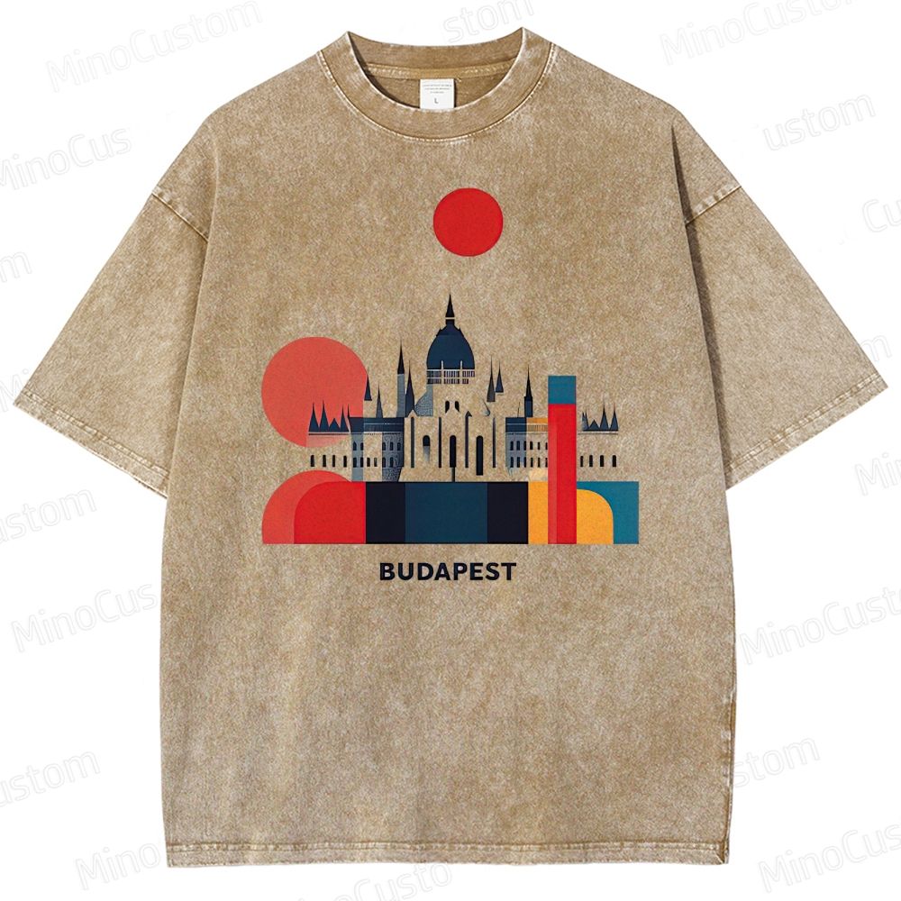Vintage Washed The Grand Budapest Hotel - Inspired Budapest Graphic T - shirt
