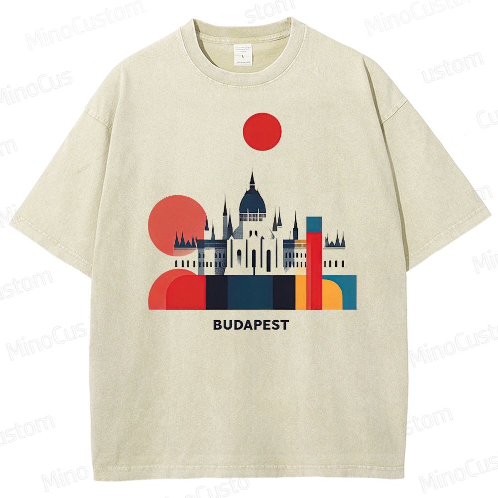 Vintage Washed The Grand Budapest Hotel - Inspired Budapest Graphic T - shirt
