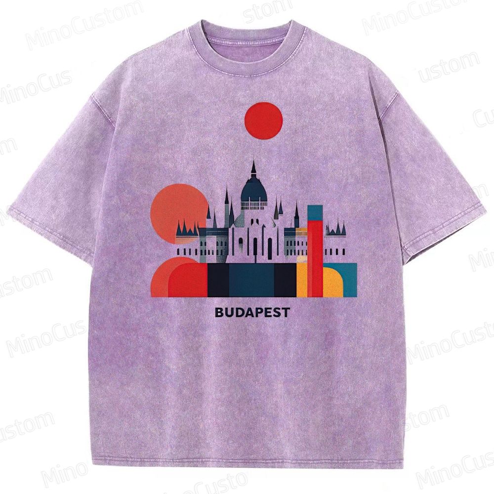 Vintage Washed The Grand Budapest Hotel - Inspired Budapest Graphic T - shirt