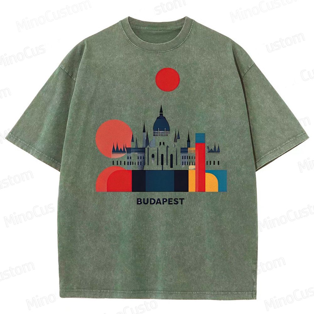 Vintage Washed The Grand Budapest Hotel - Inspired Budapest Graphic T - shirt