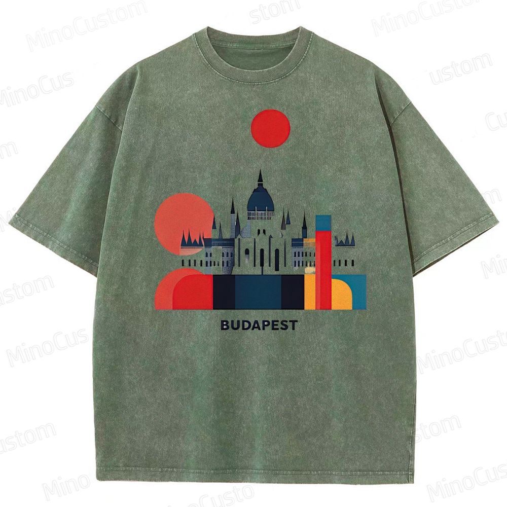 Vintage Washed The Grand Budapest Hotel - Inspired Budapest Graphic T - shirt