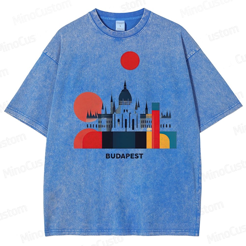 Vintage Washed The Grand Budapest Hotel - Inspired Budapest Graphic T - shirt
