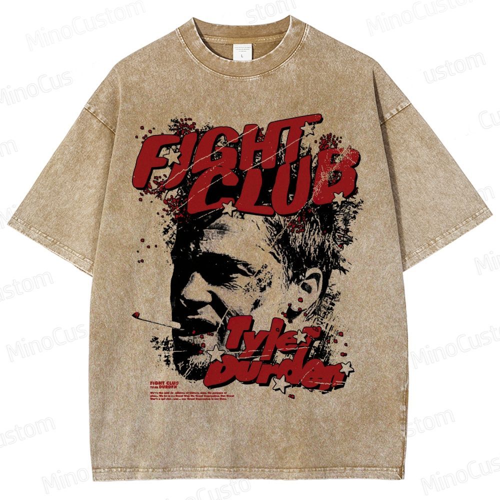 Vintage Washed Fight Club Tyler Durden Graphic Drama Thriller T - shirt