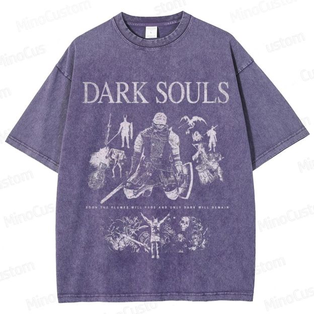Vintage Washed Dark Souls Graphic Action RPG T - shirt