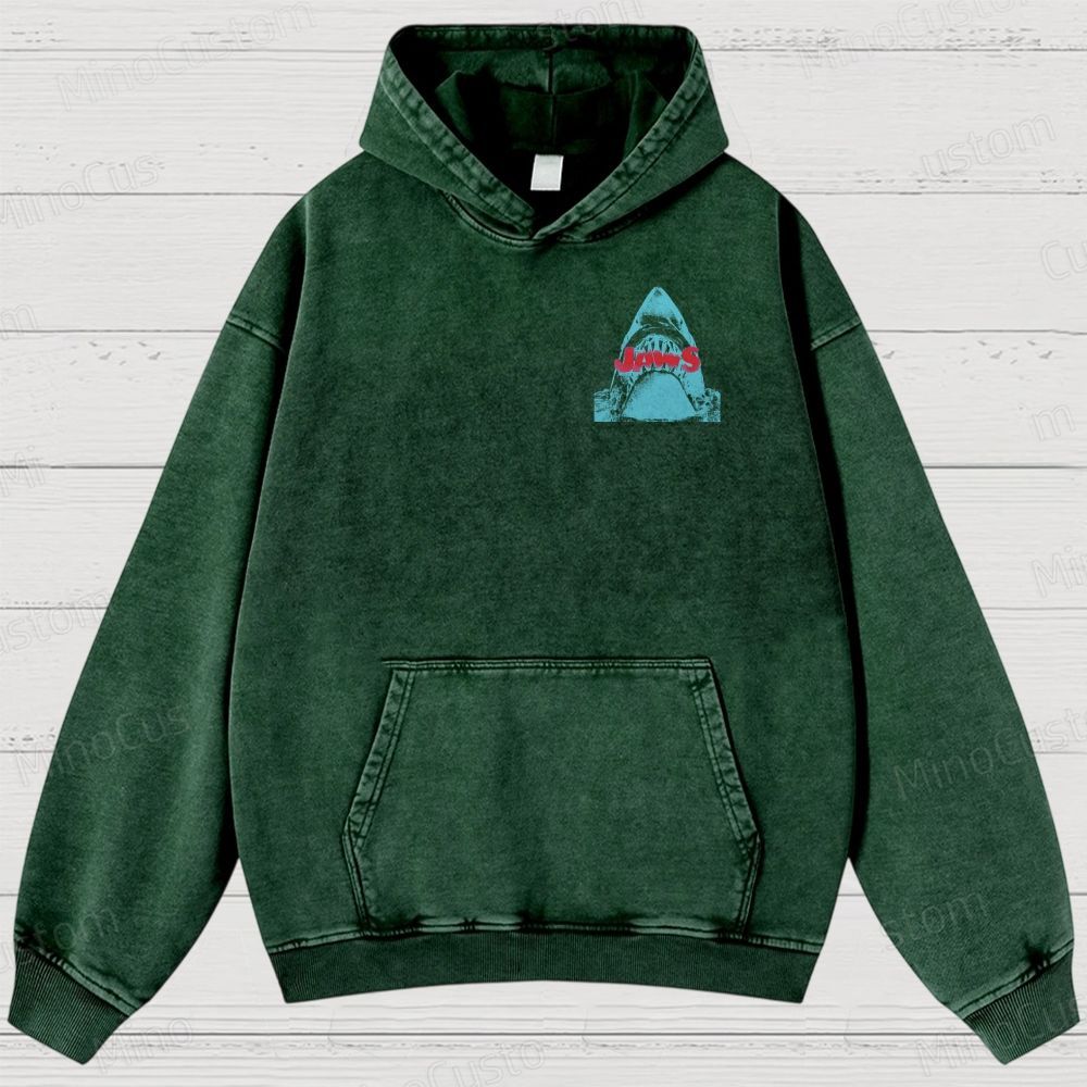 Jaws Movie Amity lsland Retro Graphic Washed Hoodies