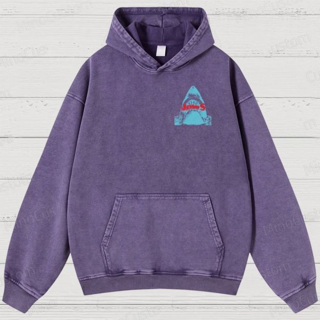 Jaws Movie Amity lsland Retro Graphic Washed Hoodies