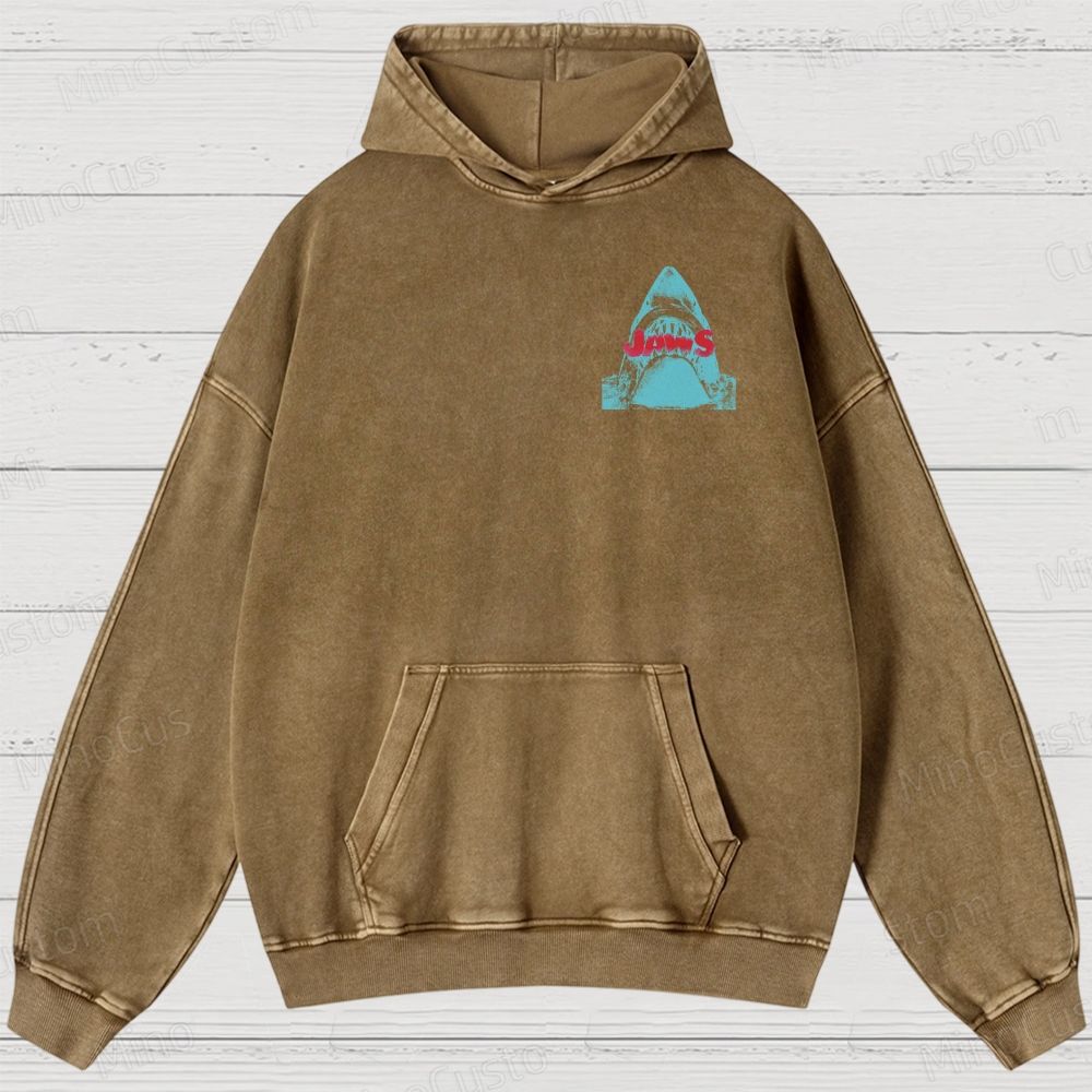 Jaws Movie Amity lsland Retro Graphic Washed Hoodies