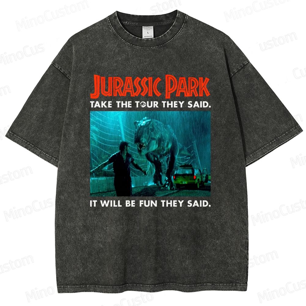 Vintage Washed Jurassic Park Graphic Sci - Fi Adventure T - shirt