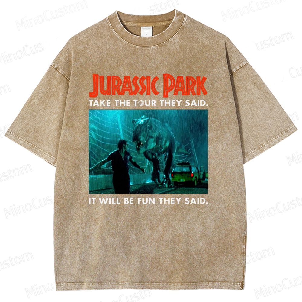 Vintage Washed Jurassic Park Graphic Sci - Fi Adventure T - shirt
