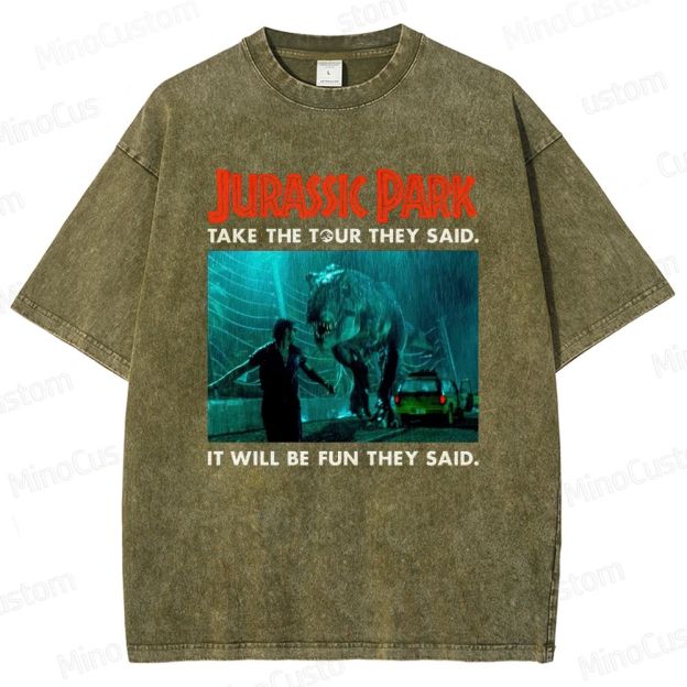 Vintage Washed Jurassic Park Graphic Sci - Fi Adventure T - shirt