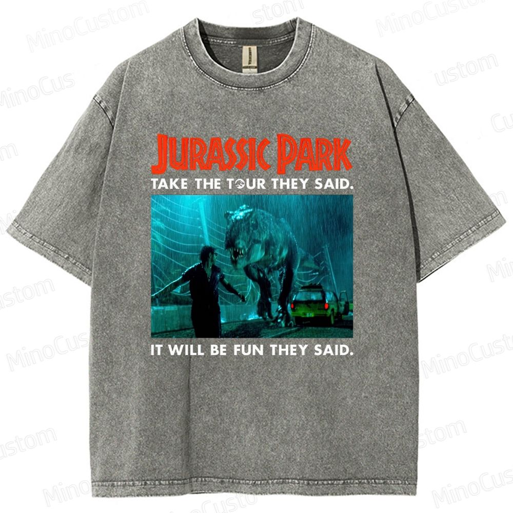 Vintage Washed Jurassic Park Graphic Sci - Fi Adventure T - shirt