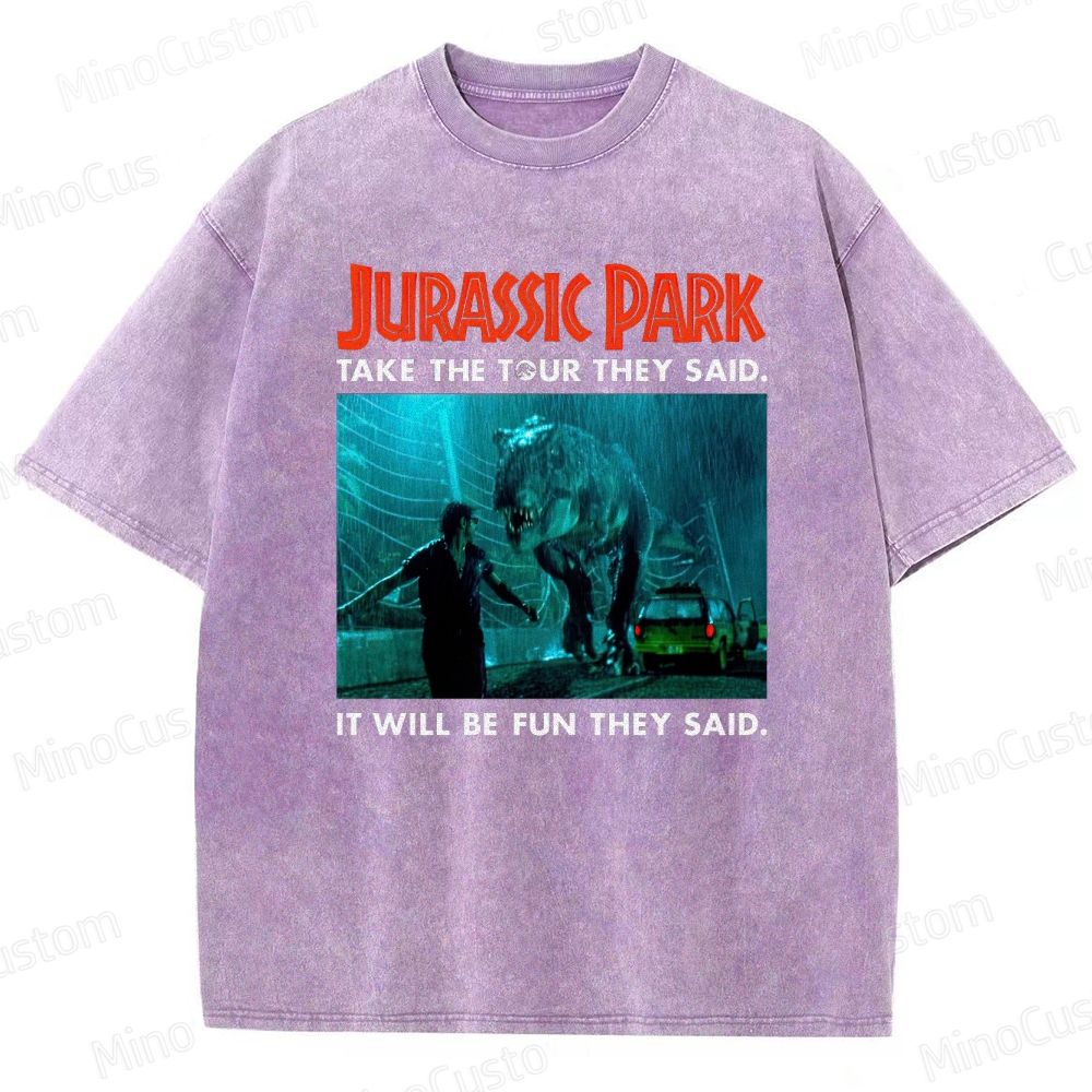 Vintage Washed Jurassic Park Graphic Sci - Fi Adventure T - shirt