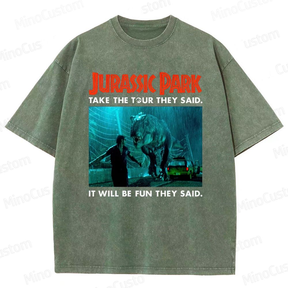 Vintage Washed Jurassic Park Graphic Sci - Fi Adventure T - shirt
