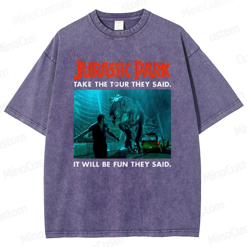 Vintage Washed Jurassic Park Graphic Sci - Fi Adventure T - shirt