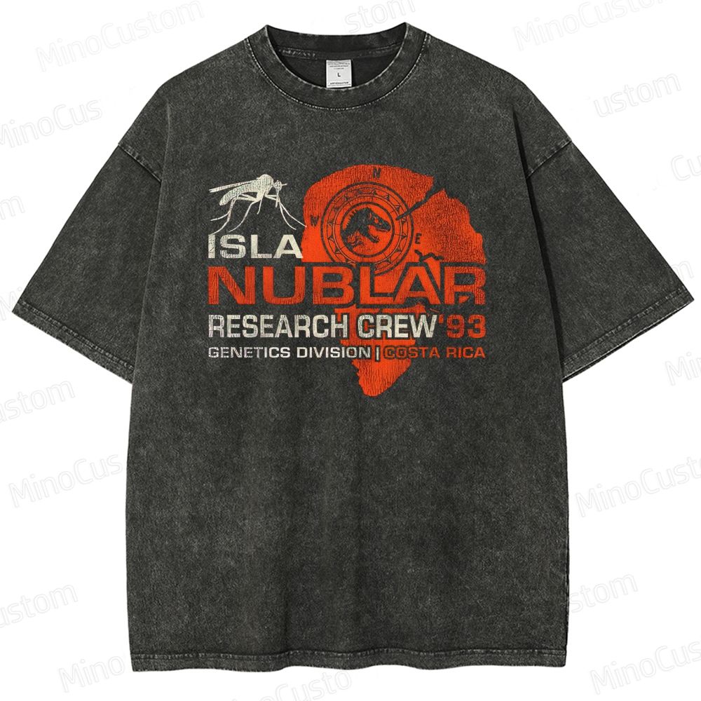 Vintage Washed Jurassic Park Isla Nublar Research Crew '93 Graphic Sci - Fi Adventure T - shirt