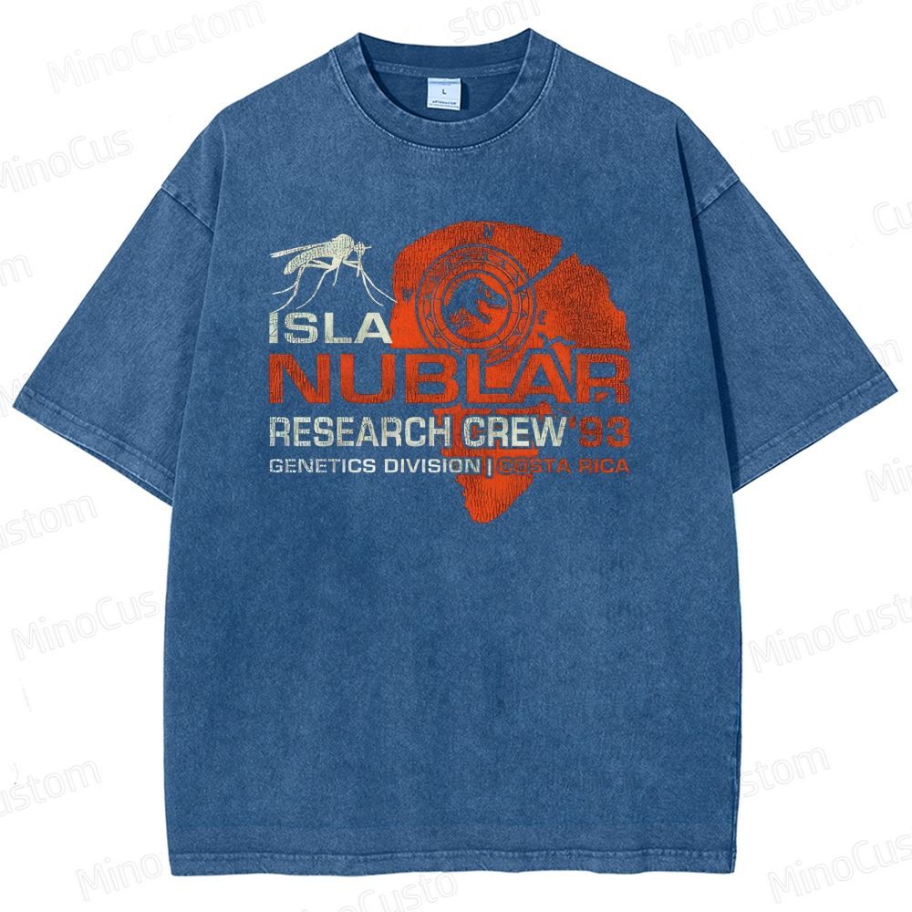 Vintage Washed Jurassic Park Isla Nublar Research Crew '93 Graphic Sci - Fi Adventure T - shirt