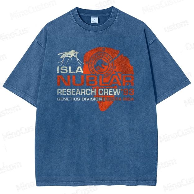 Vintage Washed Jurassic Park Isla Nublar Research Crew '93 Graphic Sci - Fi Adventure T - shirt