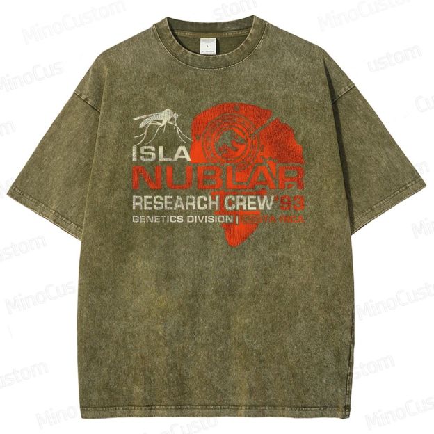 Vintage Washed Jurassic Park Isla Nublar Research Crew '93 Graphic Sci - Fi Adventure T - shirt