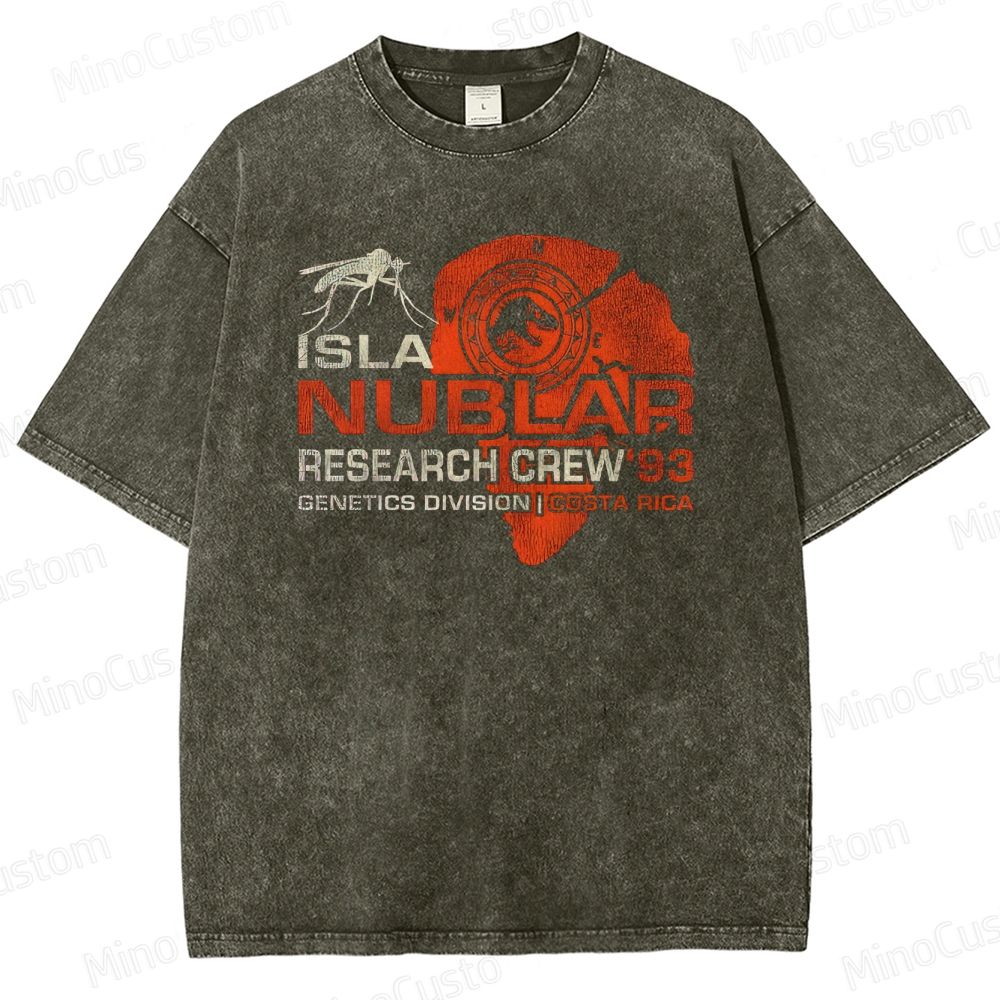 Vintage Washed Jurassic Park Isla Nublar Research Crew '93 Graphic Sci - Fi Adventure T - shirt