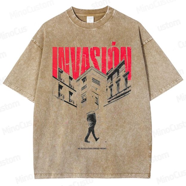 Vintage Washed Invasión Graphic Drama Thriller T - shirt
