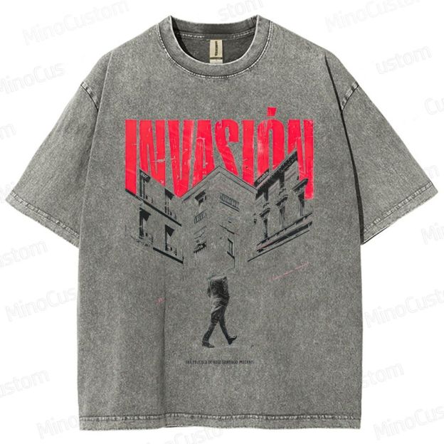 Vintage Washed Invasión Graphic Drama Thriller T - shirt