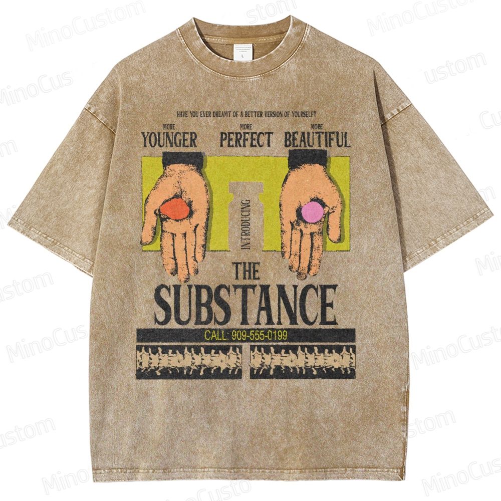 The Substance Satirical Poster Washed T-Shirt