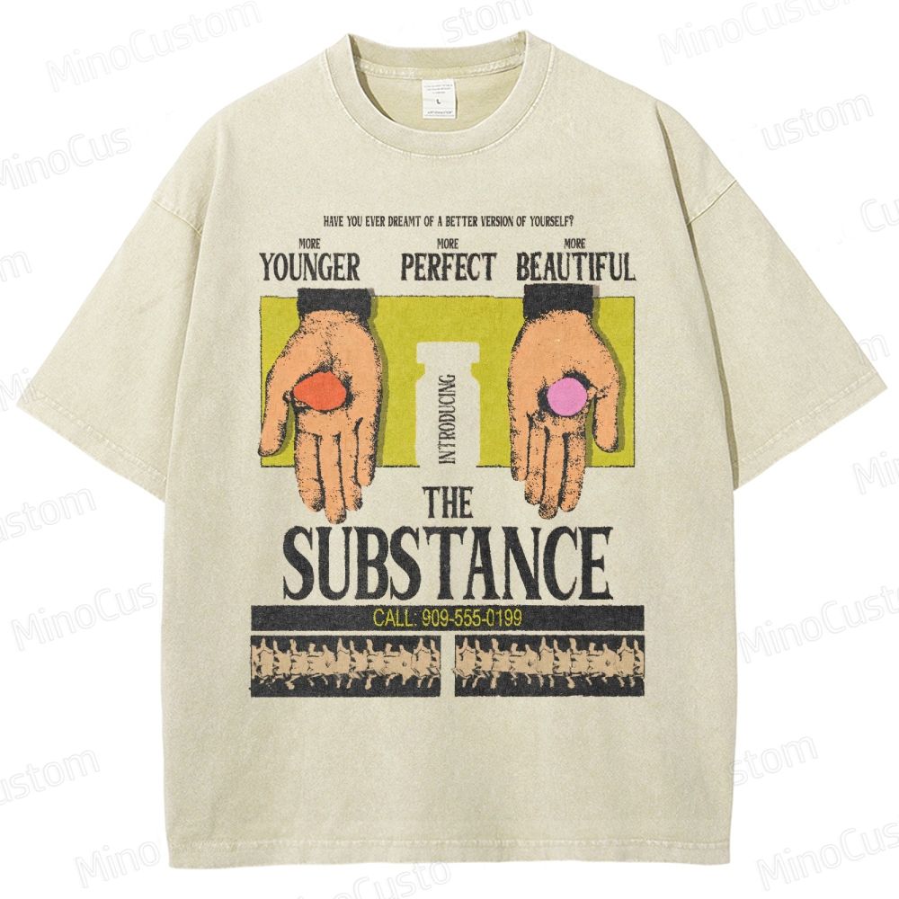 The Substance Satirical Poster Washed T-Shirt
